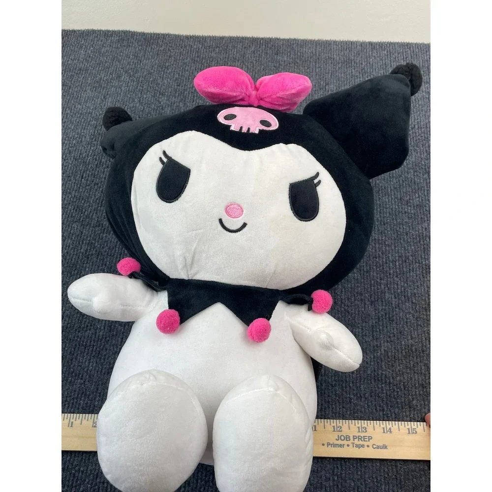 Sanrio Kuromi Plush Backpack 15 Inch Black White Pink Kawaii Character Bag NEW